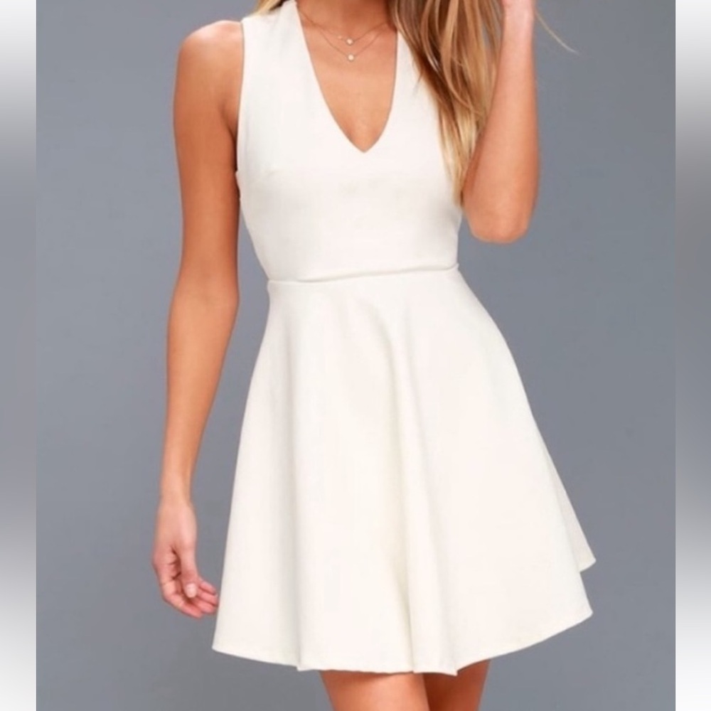 Lulu's White Halter Fit and Flare Dress